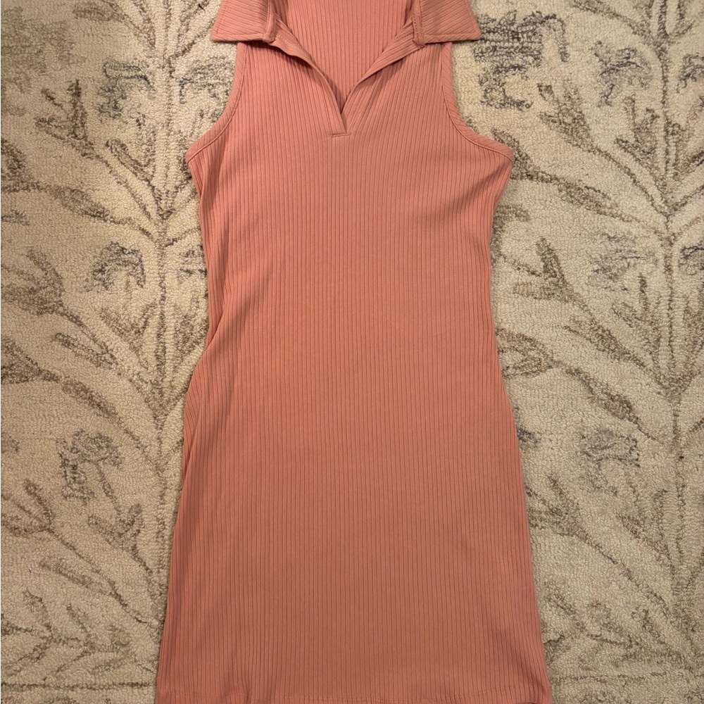 Sleeveless Ribbed Coral Dress